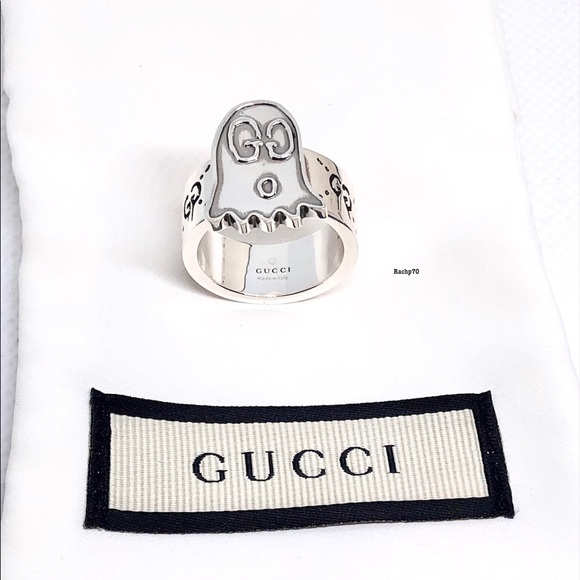 New Authentic GUCCI GHOST GG Sterling Silver Ring - Picture 5 of 10